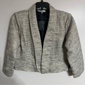 NWT Women's Jennifer Lopez Tweed Style Cropped Blazer Jacket Size XL Black White